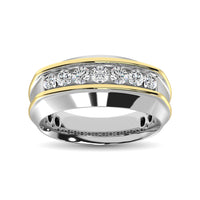 Thumbnail for 10K White Gold with Accent of 10K Yellow Gold 1/4 Ct.Tw. Diamond 7 Stone Mens Band