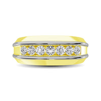 Thumbnail for 10K Yellow Gold with Accent of 10K White Gold 1/4 Ct.Tw. Diamond 7 Stone Mens Band