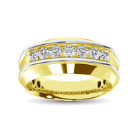 Thumbnail for 10K Yellow Gold with Accent of 10K White Gold 1/4 Ct.Tw. Diamond 7 Stone Mens Band