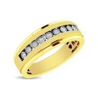 Thumbnail for 10K Yellow Gold 1/10 Ct.Tw. Diamond Illusion Mens Band