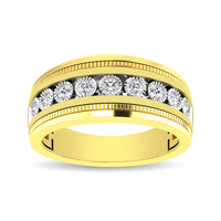 Thumbnail for 10K Yellow Gold 1/2 Ct.Tw. Diamond 9 Stone Illusion Mens Band