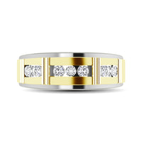 Thumbnail for 10K Two Tone 1/10 Ct.Tw. Diamond 7 stone Mens Band