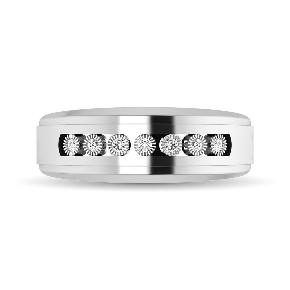 10K White Gold 1/10 Ct.Tw. Diamond Illusion Mens Band