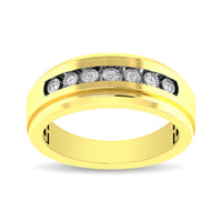 Thumbnail for 10K Yellow Gold 1/10 Ct.Tw. Diamond Illusion Mens Band
