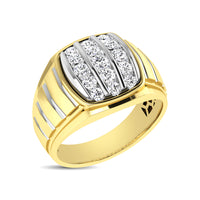 Thumbnail for 10K Yellow Gold 1 Ct.Tw. Diamond Verticle Stripe Mens Fahion Ring