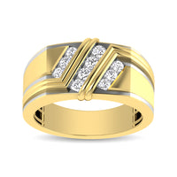 Thumbnail for 10K Yellow Gold 1/2 Ctw Round Cut Diamond Mens Wedding Band