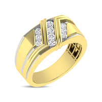 Thumbnail for 10K Yellow Gold 1/2 Ctw Round Cut Diamond Mens Wedding Band