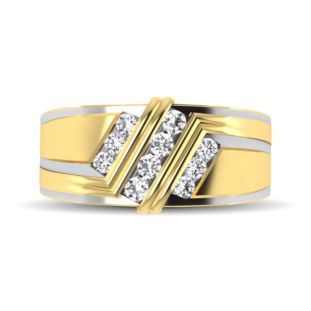 10K Yellow Gold 1/2 Ctw Round Cut Diamond Mens Wedding Band