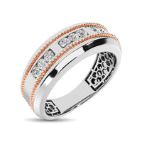 Thumbnail for 10K White Gold 1/4 Ct.Tw. Diamond Milgrain finish Mens Band