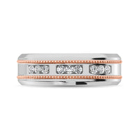 Thumbnail for 10K White Gold 1/4 Ct.Tw. Diamond Milgrain finish Mens Band
