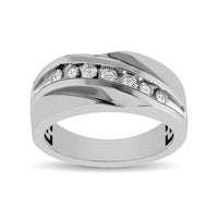 Thumbnail for 10K White Gold 1/10 Ct.Tw. Diamond Illusion Mens Band