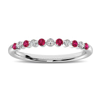 Thumbnail for 14K White Gold Alternate Diamond 1/4 Ctw and Ruby Ring