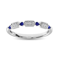 Thumbnail for 14K White Gold Alternate Diamond 1/5 Ctw and Blue Saphire Ring