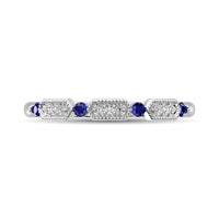 Thumbnail for 14K White Gold Alternate Diamond 1/5 Ctw and Blue Saphire Ring