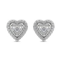 Thumbnail for 10K White Gold 1/3 Ct.Tw. Diamond Heart Stud Earrings