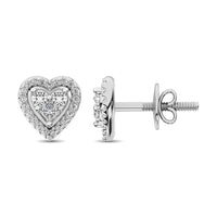 Thumbnail for 10K White Gold 1/3 Ct.Tw. Diamond Heart Stud Earrings