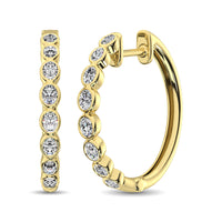 Thumbnail for 14K Yellow Gold 1/3 Ct.Tw. Diamond Hoop Earrings