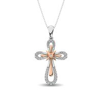 Thumbnail for 10K Two Tone 1/5 Ct.Tw. Diamond Cross Pendant