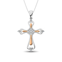 Thumbnail for 14K Two Tone 1/8 Ct.Tw. Diamond Cross Pendant