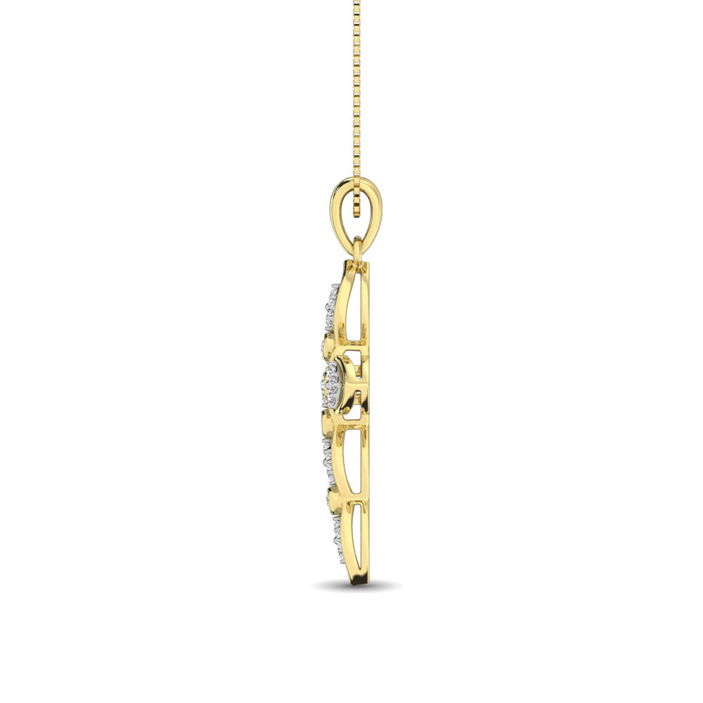 14K Yellow Gold 1/5 Ct.Tw. Diamond Cross Pendant