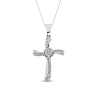 Thumbnail for 14K White Gold 1/5 Ct.Tw. Diamond Cross Pendant