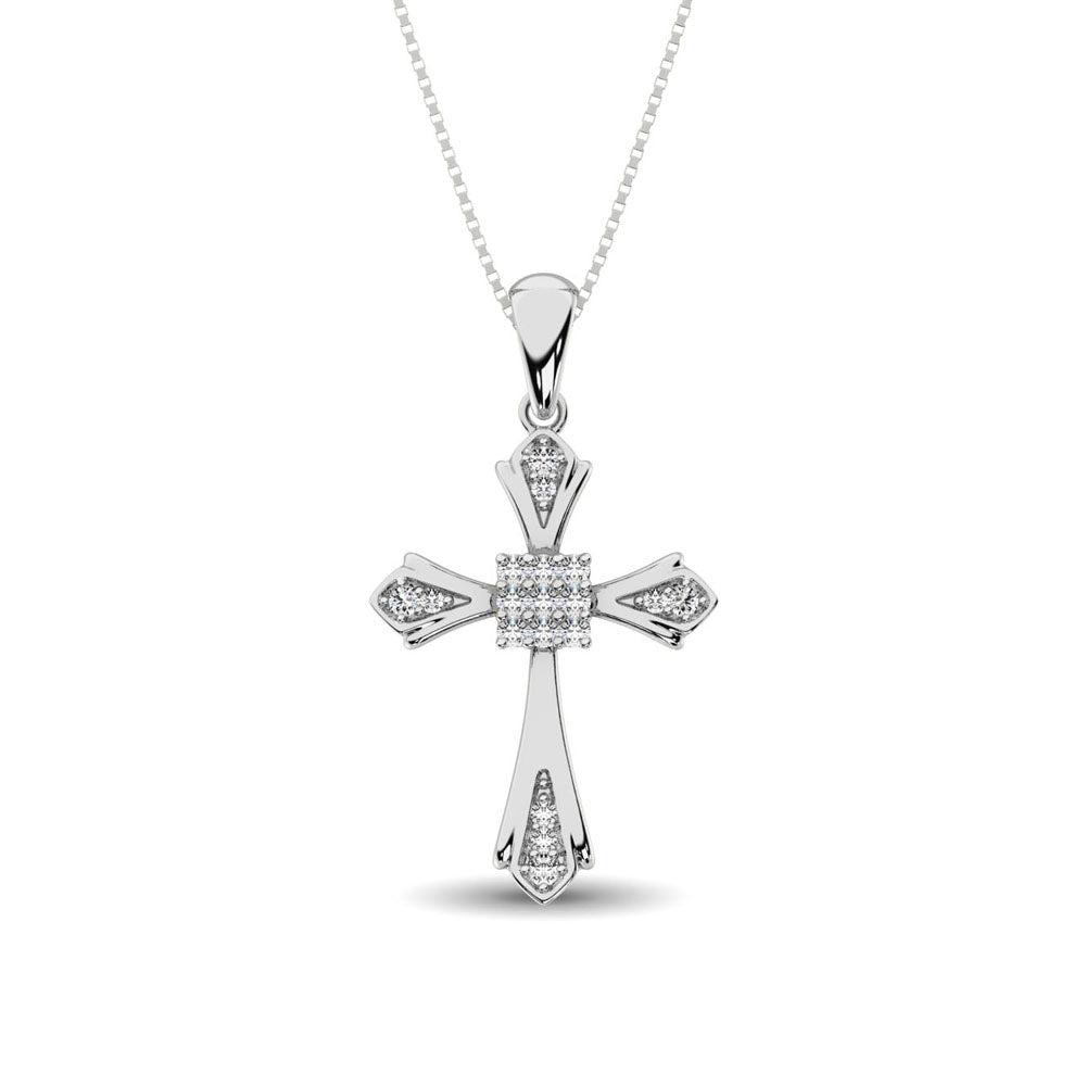 14K White Gold 1/6 Ct.Tw. Diamond Cross Pendant