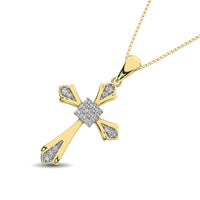 Thumbnail for 14K Yellow Gold 1/6 Ct.Tw. Diamond Cross Pendant