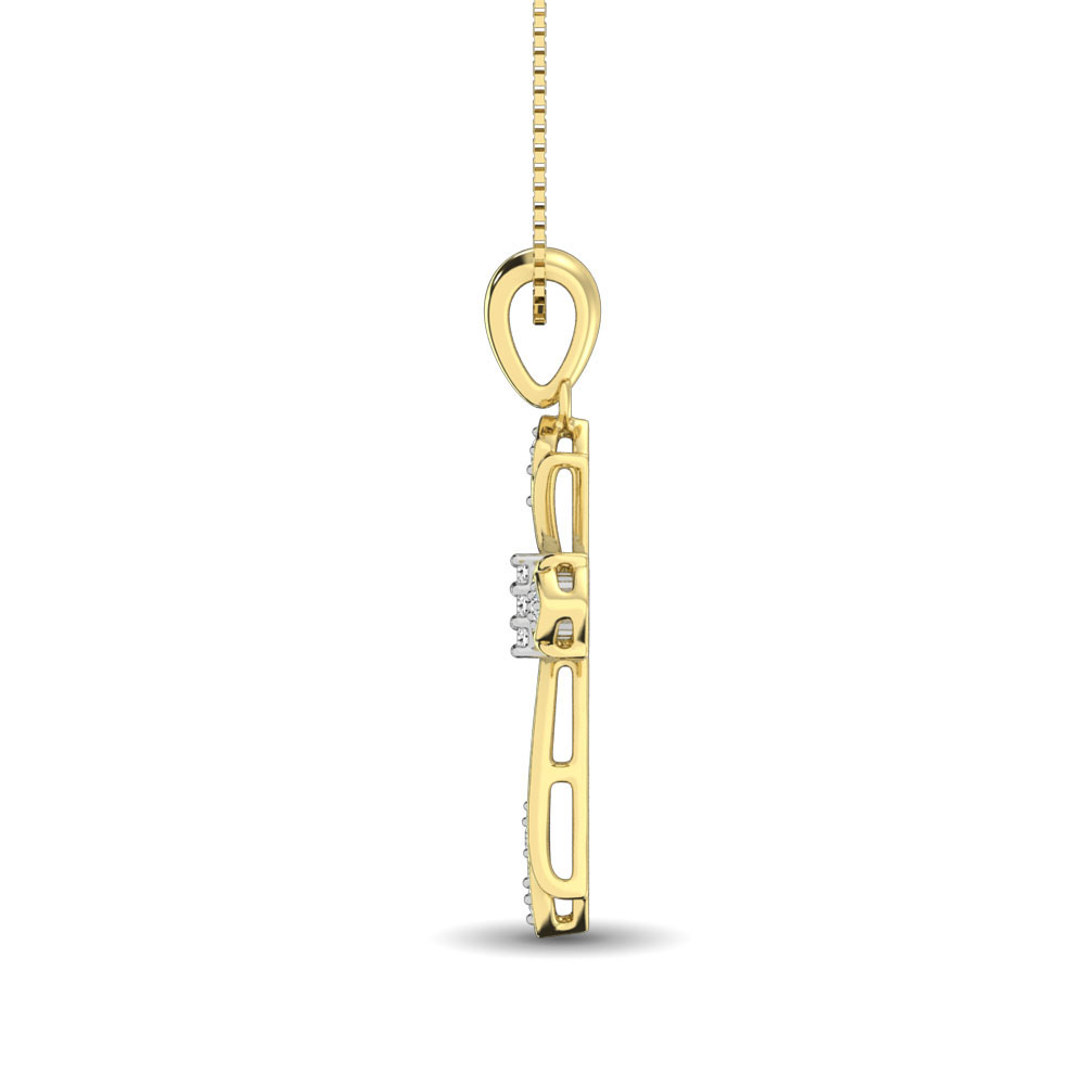 14K Yellow Gold 1/6 Ct.Tw. Diamond Cross Pendant