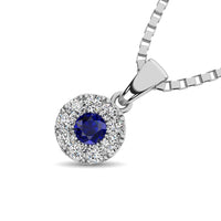 Thumbnail for 14K White Gold Diamond 1/4 Ct.Tw. and Blue Sapphire Pendant