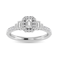 Thumbnail for 14K White Gold 3/4 Ct.Tw. Emerald Cut Diamond Engagement Rings