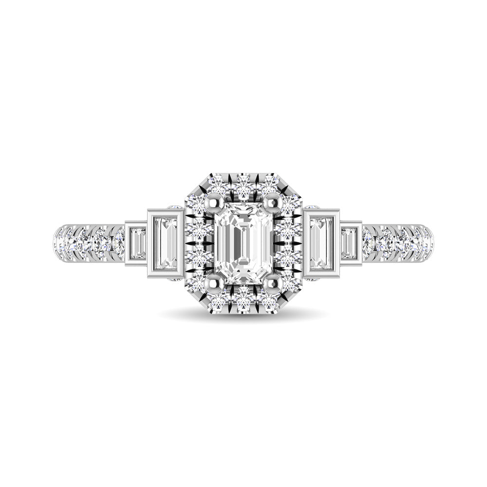 14K White Gold 3/4 Ct.Tw. Emerald Cut Diamond Engagement Rings