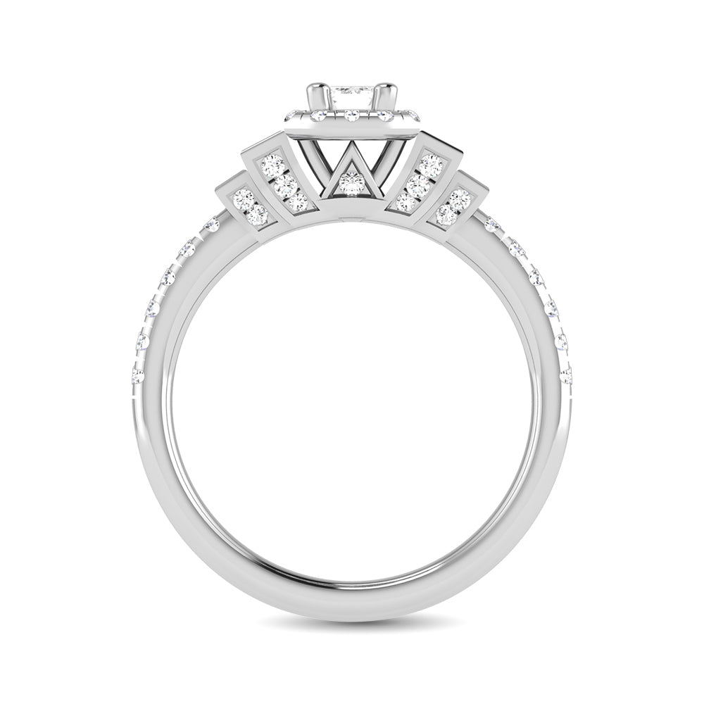 14K White Gold 3/4 Ct.Tw. Emerald Cut Diamond Engagement Rings