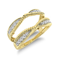 Thumbnail for 14K Yellow Gold 1/4 Ct.Tw. Diamond Rope Texute Guard Ring