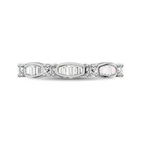Thumbnail for 14K White Gold 1/4 Ctw Round and Tapper Diamond Band Ring