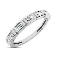 Thumbnail for 14K White Gold 1/4 Ct.Tw. Diamond Straight Buggete Stackable Band