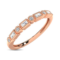 Thumbnail for 14K Rose Gold 1/10 Ctw Round and Tapper Diamond Band Ring