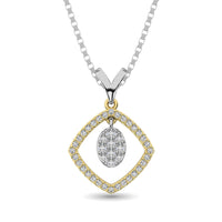 Thumbnail for 10K Yellow Gold 1/4 Ct.Tw. Diamond Square Shape Pendant with Dangler