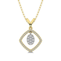 Thumbnail for 10K Yellow Gold 1/4 Ct.Tw. Diamond Square Shape Pendant with Dangler