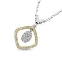 Thumbnail for 10K Yellow Gold 1/4 Ct.Tw. Diamond Square Shape Pendant with Dangler