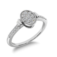 Thumbnail for 10K White Gold 1/8 Ctw Diamond Oval Shape Ring