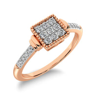Thumbnail for 10K Rose Gold 1/6 Ctw Diamond Square Frame Ring