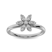 Thumbnail for 10K White Gold 1/4 Ctw Diamond Flower Ring