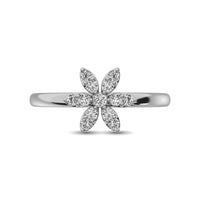 Thumbnail for 10K White Gold 1/4 Ctw Diamond Flower Ring