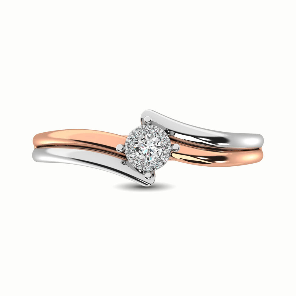 10K Two Tone 1/10 Ct.Tw. Diamond Engagement Ring