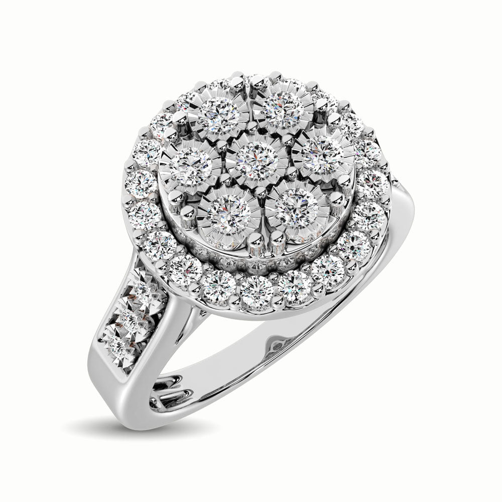 10K White Gold 1/2 Ct.Tw. Diamond Cluster Ring