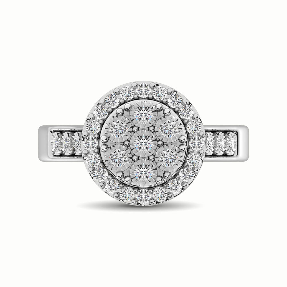 10K White Gold 1/2 Ct.Tw. Diamond Cluster Ring