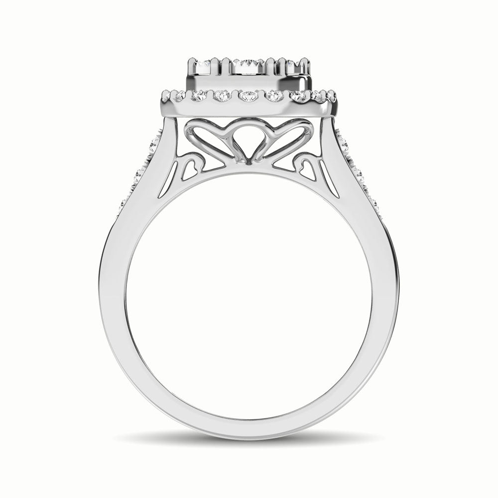 10K White Gold 1/2 Ct.Tw. Diamond Cluster Ring
