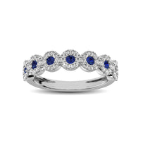 Thumbnail for 14K White Gold 5/8 Ct.Tw. Diamond & Blue Sapphire Stackable Band