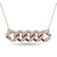 Thumbnail for 14K Rose Gold 1/4 Ct.Tw. Diamond Curb Chain Pattern Necklace