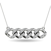 Thumbnail for 14K White Gold 1/4 Ct.Tw. Diamond Curb Chain Pattern Necklace